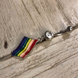 Rainbow flag belly ring